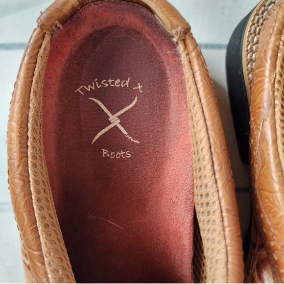 Twisted X Embossed Leather Western Mules Slip On Clogs Tan Size 7.5 - Picture 3 of 10